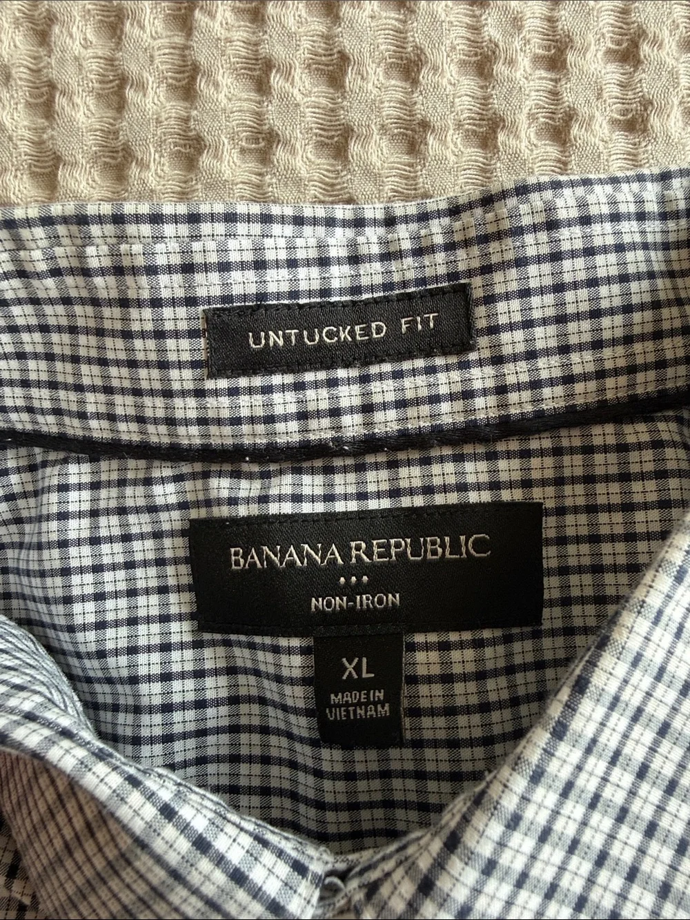 Banana Republic Men’s Black and White Checked Dress Shirt